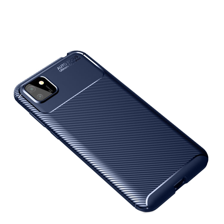 For OPPO Realme C11  Carbon Fiber Texture Shockproof TPU Case(Blue)