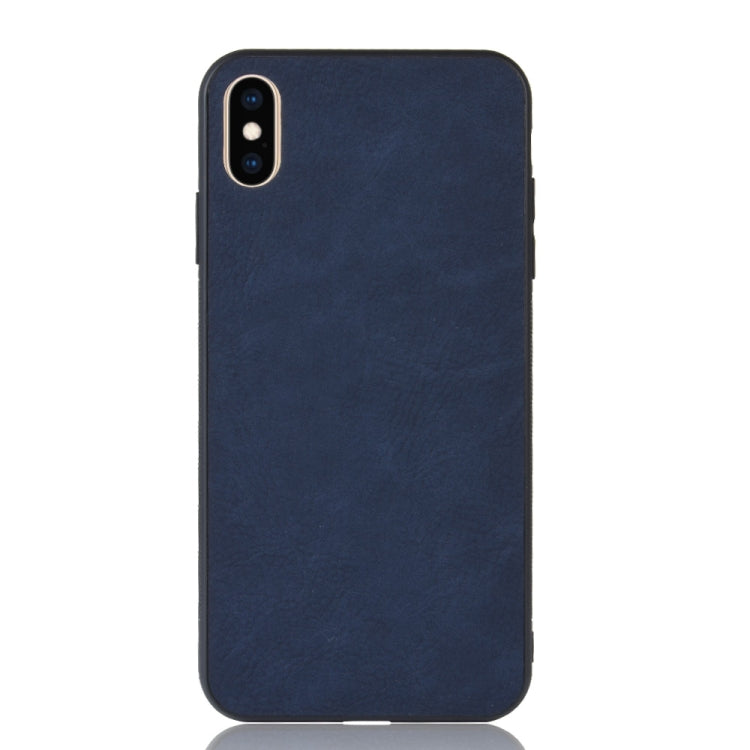 For iPhone XS Max Shockproof Sheep Skin PC + PU + TPU Case(Blue)