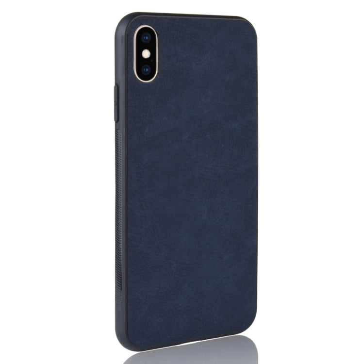 For iPhone XS Max Shockproof Sheep Skin PC + PU + TPU Case(Blue)