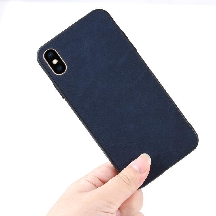 For iPhone XS Max Shockproof Sheep Skin PC + PU + TPU Case(Blue)