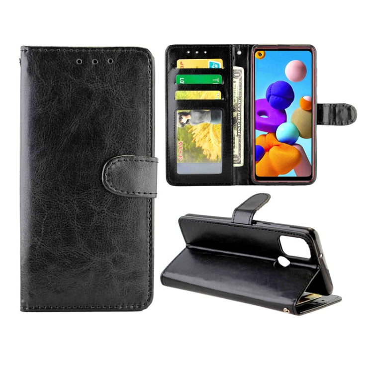 For Samsung Galaxy A21S Crazy Horse Texture Leather Horizontal Flip Protective Case with Holder & Card Slots & Wallet & Photo Frame