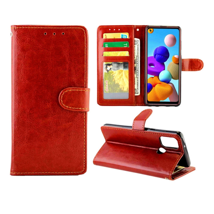 For Samsung Galaxy A21S Crazy Horse Texture Leather Horizontal Flip Protective Case with Holder & Card Slots & Wallet & Photo Frame