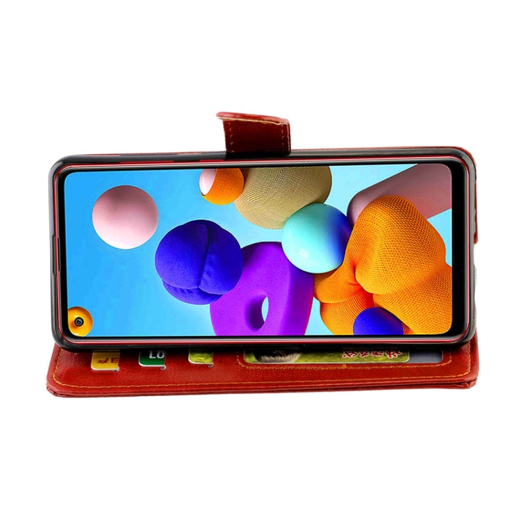 For Samsung Galaxy A21S Crazy Horse Texture Leather Horizontal Flip Protective Case with Holder & Card Slots & Wallet & Photo Frame