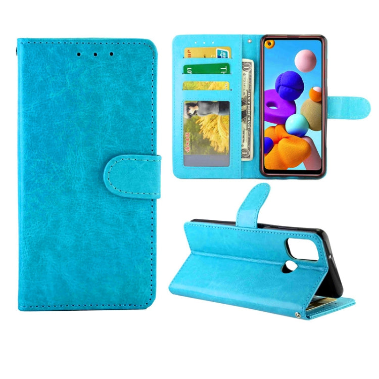 For Samsung Galaxy A21S Crazy Horse Texture Leather Horizontal Flip Protective Case with Holder & Card Slots & Wallet & Photo Frame