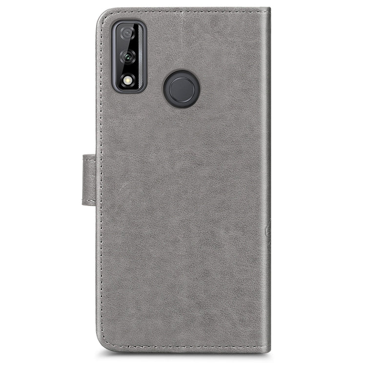 For Huawei Y8S Four-leaf Clasp Embossed Buckle Mobile Phone Protection Leather Case with Lanyard & Card Slot & Wallet & Bracket Function