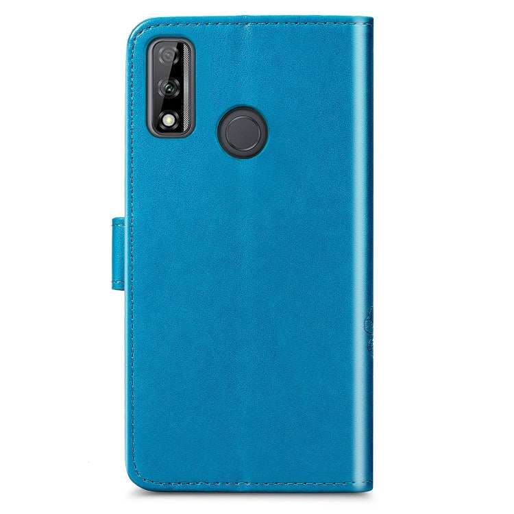 For Huawei Y8S Four-leaf Clasp Embossed Buckle Mobile Phone Protection Leather Case with Lanyard & Card Slot & Wallet & Bracket Function