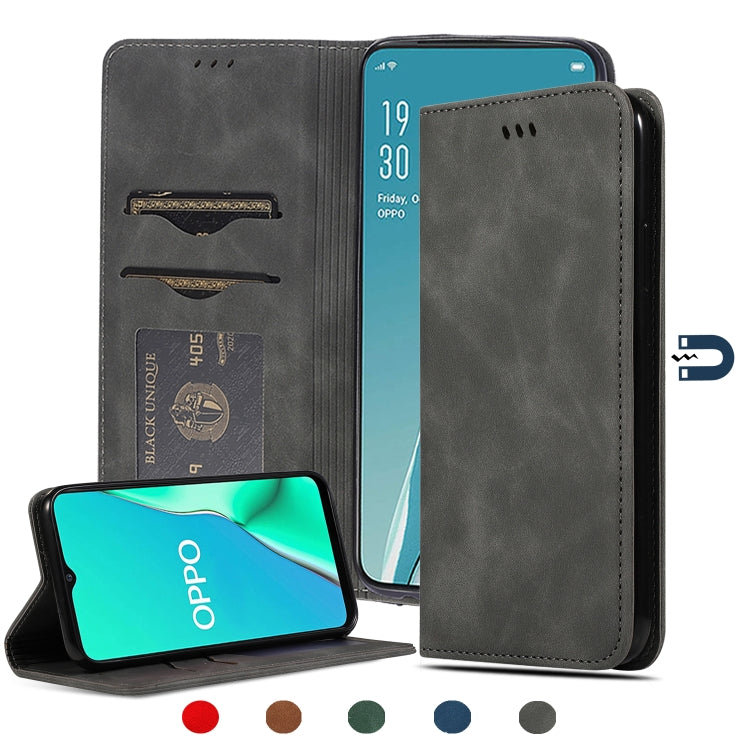 For OPPO Reno 2Z & Reno 2F Retro Skin Feel Business Magnetic Horizontal Flip Leather Case
