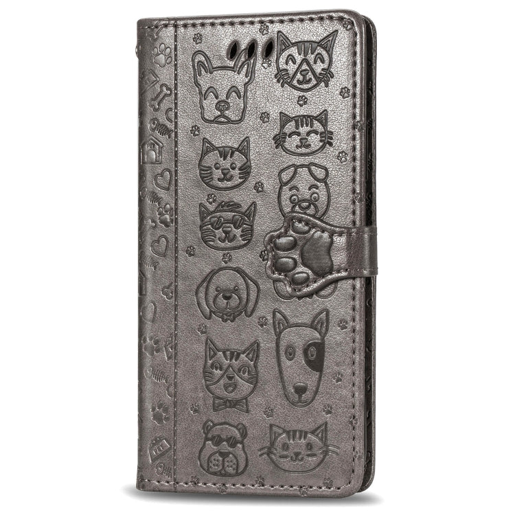 For OPPO A5 (2020) / A9 (2020) Cute Cat and Dog Embossed Horizontal Flip Leather Case with Holder & Card Slots & Wallet & Cartoon Clasp & Lanyard