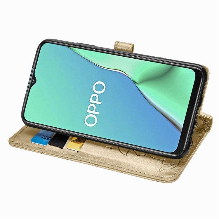 For OPPO A5 (2020) / A9 (2020) Cute Cat and Dog Embossed Horizontal Flip Leather Case with Holder & Card Slots & Wallet & Cartoon Clasp & Lanyard