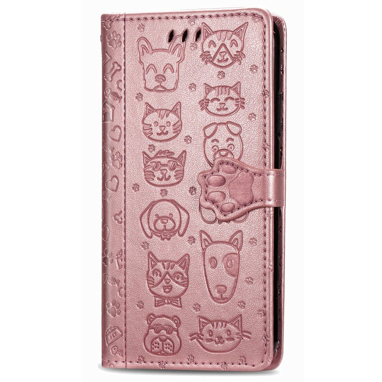 For OPPO A5 (2020) / A9 (2020) Cute Cat and Dog Embossed Horizontal Flip Leather Case with Holder & Card Slots & Wallet & Cartoon Clasp & Lanyard