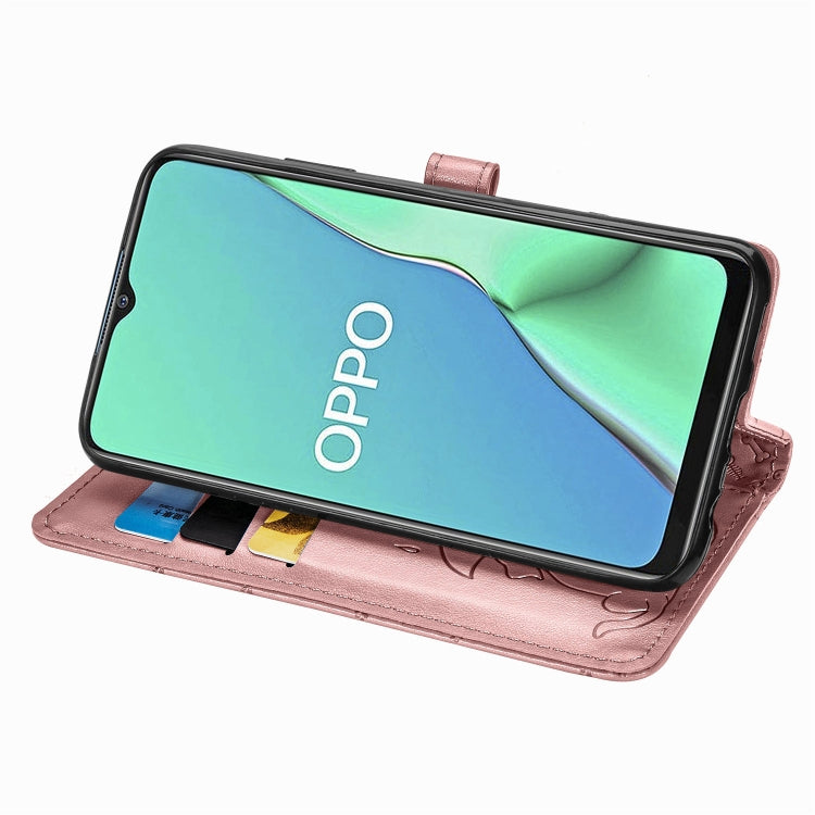 For OPPO A5 (2020) / A9 (2020) Cute Cat and Dog Embossed Horizontal Flip Leather Case with Holder & Card Slots & Wallet & Cartoon Clasp & Lanyard