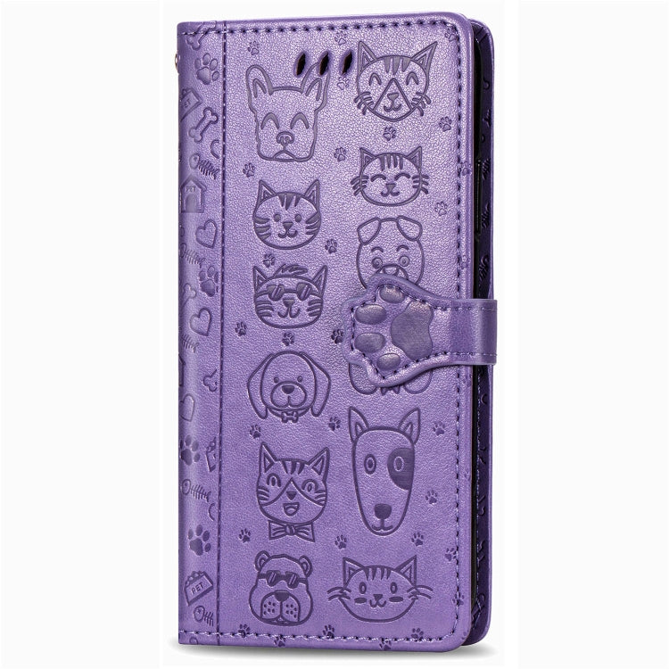 For OPPO A5 (2020) / A9 (2020) Cute Cat and Dog Embossed Horizontal Flip Leather Case with Holder & Card Slots & Wallet & Cartoon Clasp & Lanyard