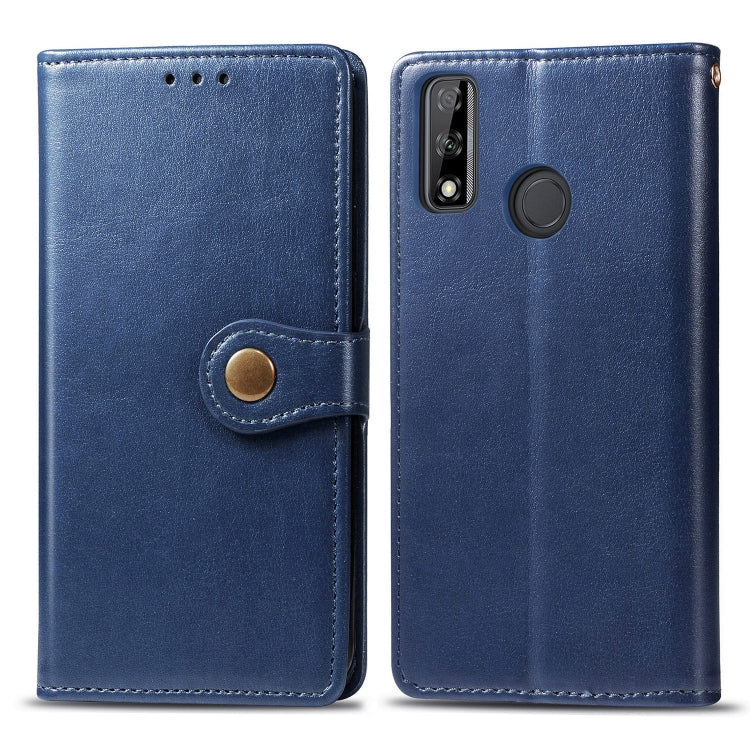 For Huawei Y8S Retro Solid Color Leather Buckle Phone Case with Lanyard & Photo Frame & Card Slot & Wallet & Stand Function