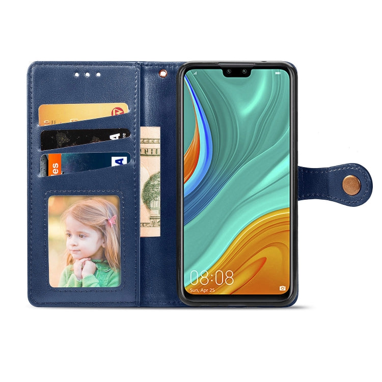 For Huawei Y8S Retro Solid Color Leather Buckle Phone Case with Lanyard & Photo Frame & Card Slot & Wallet & Stand Function