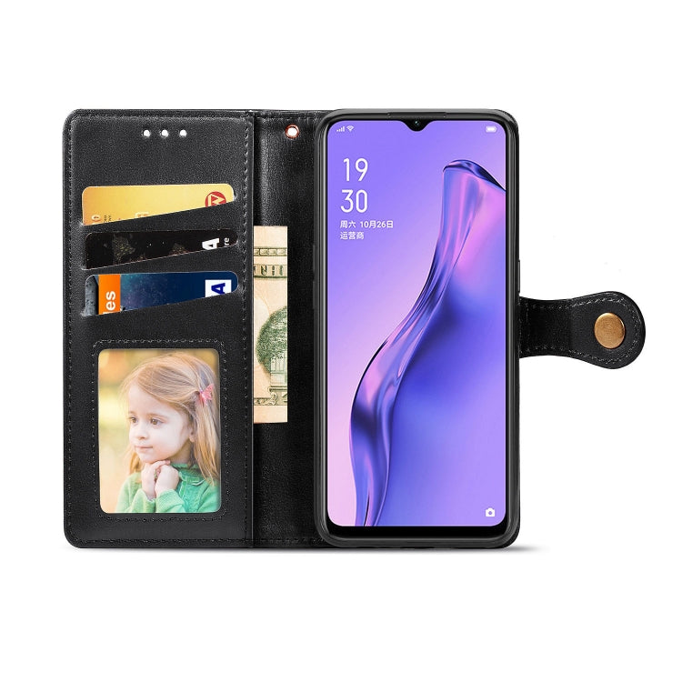 For OPPO A8 Solid Color Leather Buckle Phone Case with Lanyard & Photo Frame & Card Slot & Wallet & Stand Function