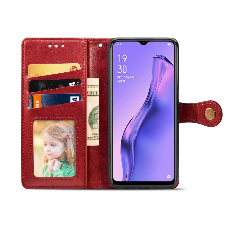 For OPPO A8 Solid Color Leather Buckle Phone Case with Lanyard & Photo Frame & Card Slot & Wallet & Stand Function