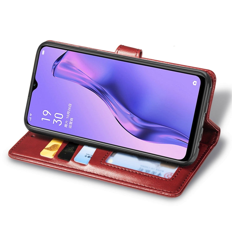 For OPPO A8 Solid Color Leather Buckle Phone Case with Lanyard & Photo Frame & Card Slot & Wallet & Stand Function
