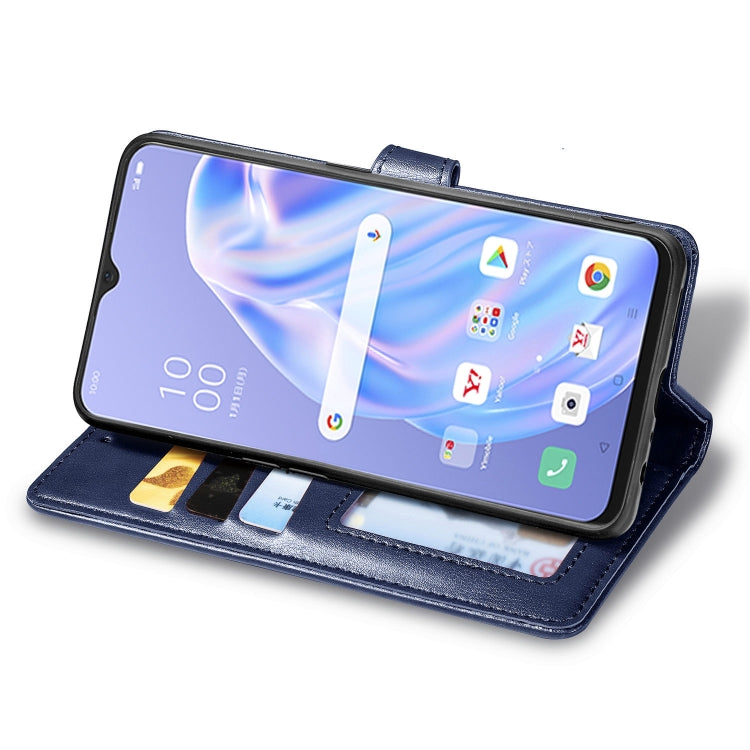 For OPPO Reno3 A Solid Color Leather Buckle Phone Case with Lanyard & Photo Frame & Card Slot & Wallet & Stand Function