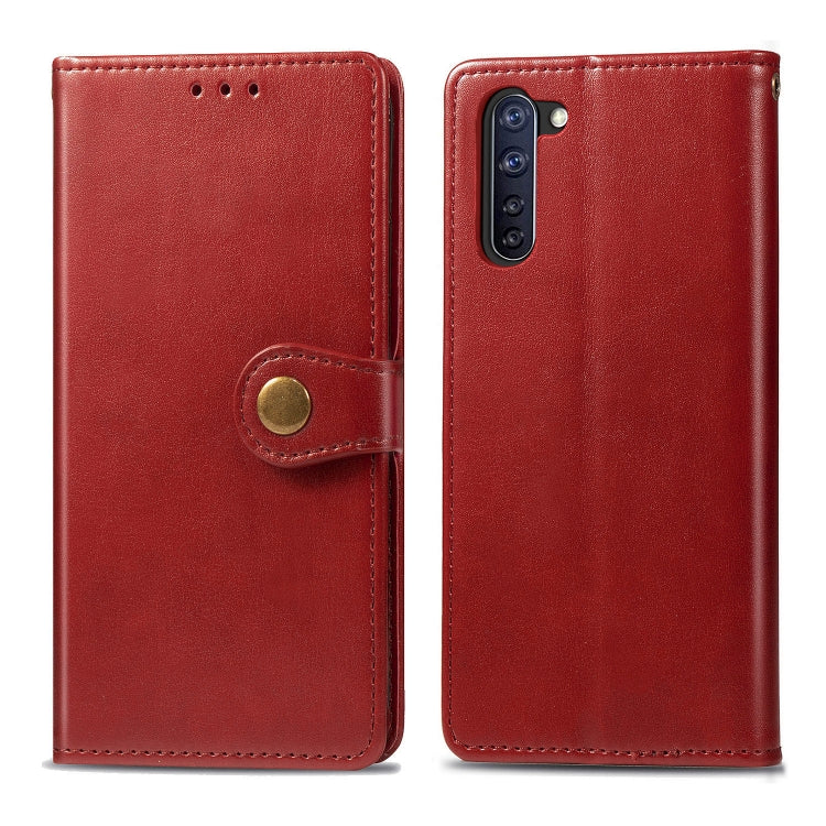 For OPPO Reno3 A Solid Color Leather Buckle Phone Case with Lanyard & Photo Frame & Card Slot & Wallet & Stand Function