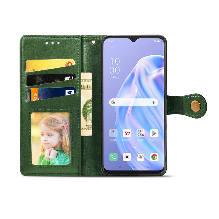 For OPPO Reno3 A Solid Color Leather Buckle Phone Case with Lanyard & Photo Frame & Card Slot & Wallet & Stand Function
