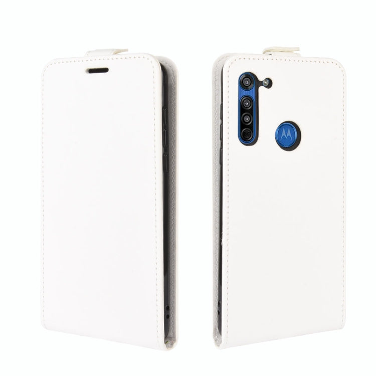 For Motorola Moto G8 R64 Texture Single Vertical Flip Leather Protective Case with Card Slots & Photo Frame