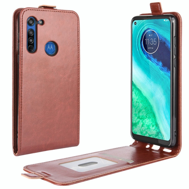 For Motorola Moto G8 R64 Texture Single Vertical Flip Leather Protective Case with Card Slots & Photo Frame