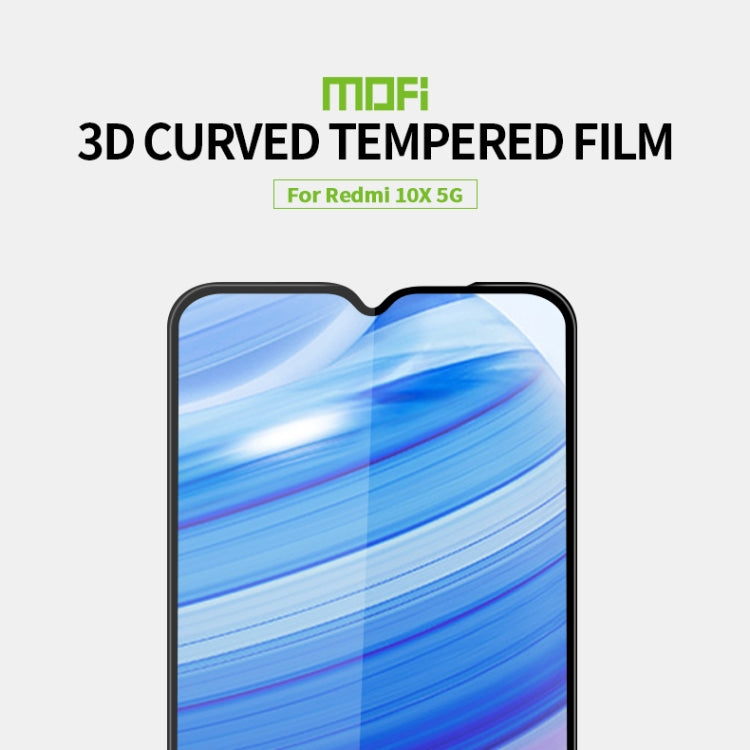 For Xiaomi Redmi 10X 5G MOFI 9H 3D Explosion-proof Curved Screen Tempered Glass Film(Black)