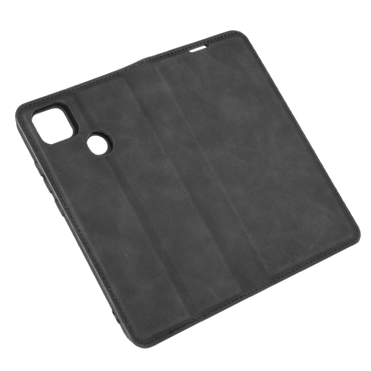 For Xiaomi Redmi 9C Retro-skin Business Magnetic Suction Leather Case with Holder & Card Slots & Wallet