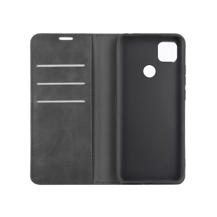 For Xiaomi Redmi 9C Retro-skin Business Magnetic Suction Leather Case with Holder & Card Slots & Wallet