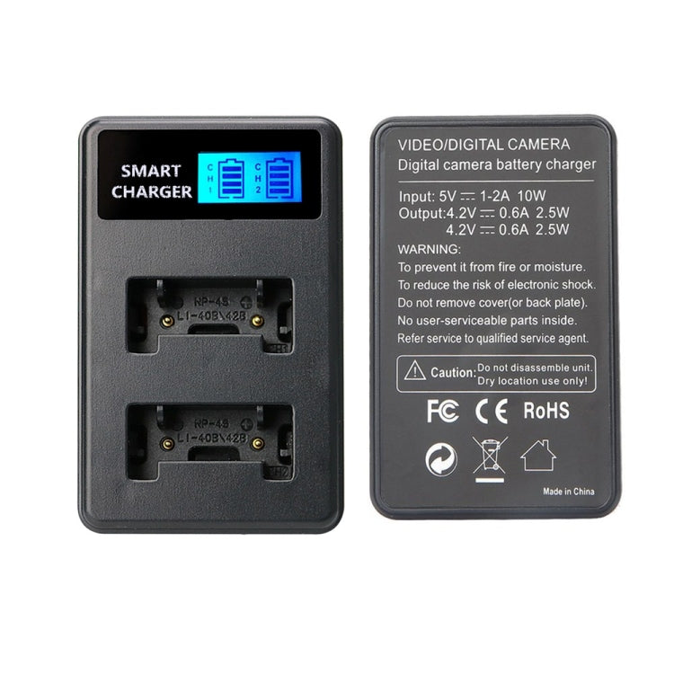 Smart LCD Display USB Dual Charger for LI-40B/42B/ Nikon EN-EL10/ Pentax D-LI63/LI108/ Ricoh DS-6365/ Fuji NP-45/ Casio NP-80/ Kodak K7006