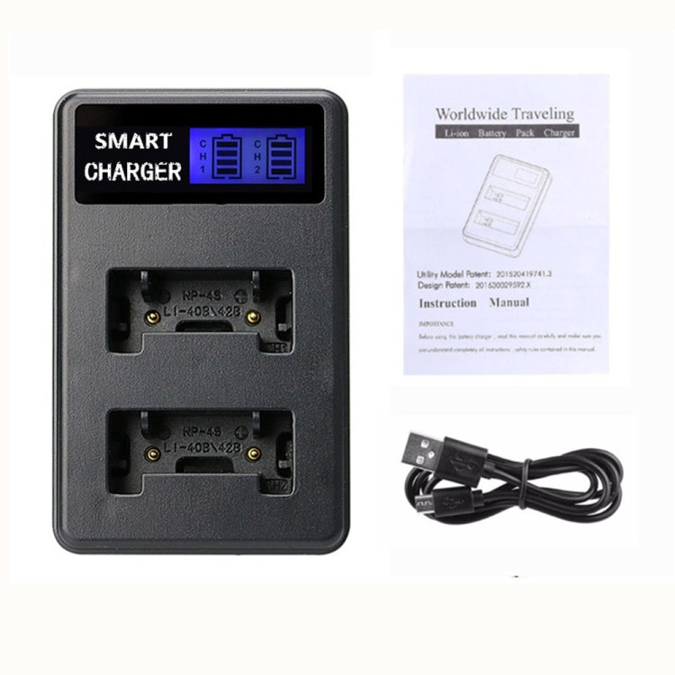 Smart LCD Display USB Dual Charger for LI-40B/42B/ Nikon EN-EL10/ Pentax D-LI63/LI108/ Ricoh DS-6365/ Fuji NP-45/ Casio NP-80/ Kodak K7006