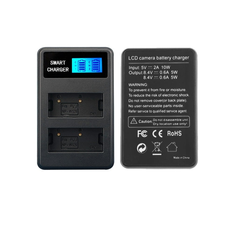 For Fujifilm Fuji NP-W126 Smart LCD Display USB Dual Charger