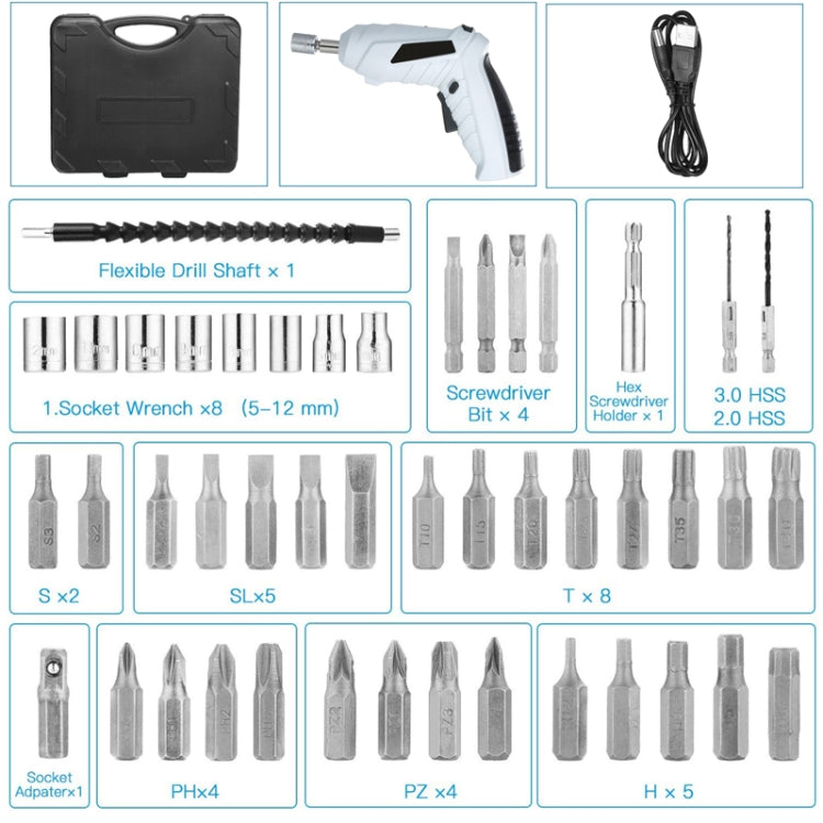 47 in 1 3.6V Folding Electric Screwdriver Multifunctional Rechargeable Lithium Battery Driver