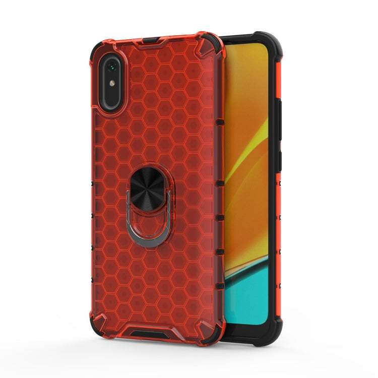 For Xiaomi Redmi 9A Shockproof Honeycomb PC + TPU Ring Holder Protection Case