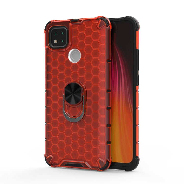 For Xiaomi Redmi 9C Shockproof Honeycomb PC + TPU Ring Holder Protection Case