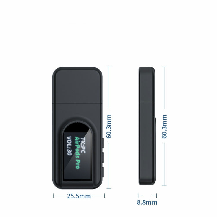 T1 USB Bluetooth 5.0 Transmitter and Receiver with Display