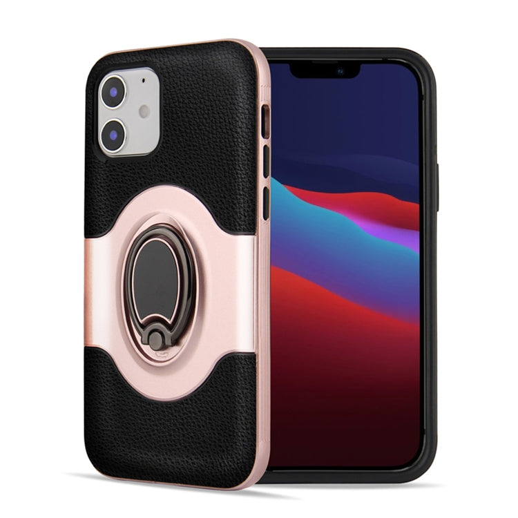 For iPhone 12 mini Dual Layer TPU+PC Hybrid Armor Shockproof Case with 360 Degree Rotating Metal Ring Holder
