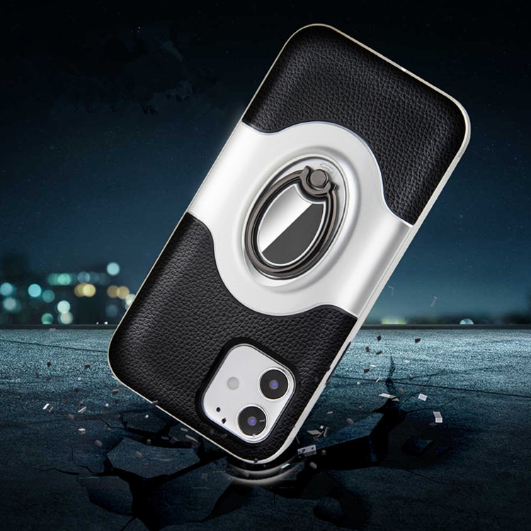 For iPhone 12 mini Dual Layer TPU+PC Hybrid Armor Shockproof Case with 360 Degree Rotating Metal Ring Holder