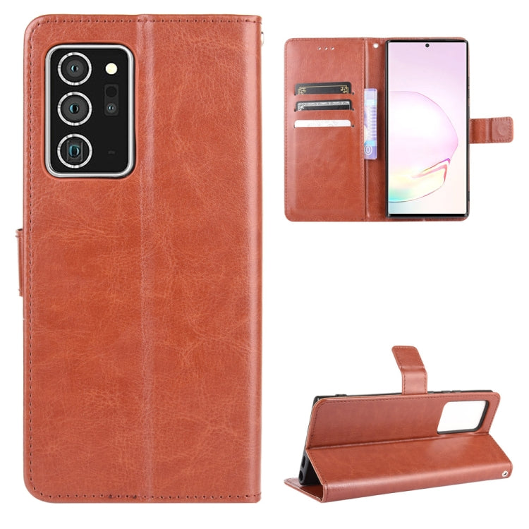 For Samsung Galaxy Note20 Ultra Retro Crazy Horse Texture Horizontal Flip Leather Case with Holder & Card Slots & Lanyard