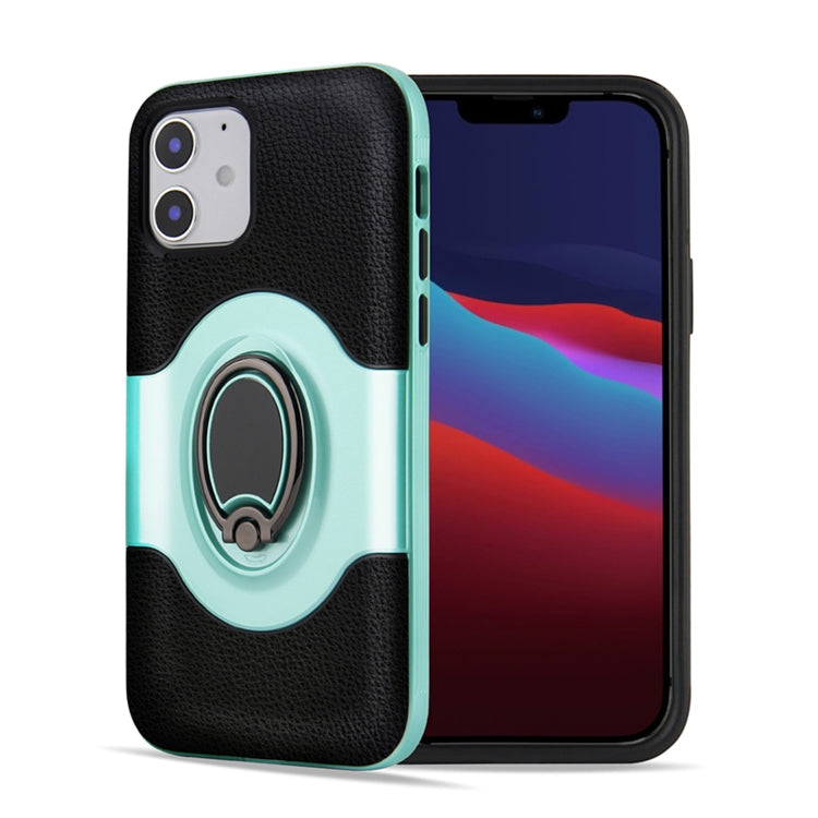 For iPhone 12 Pro Max Dual Layer TPU+PC Hybrid Armor Shockproof Case with 360 Degree Rotating Metal Ring Holder