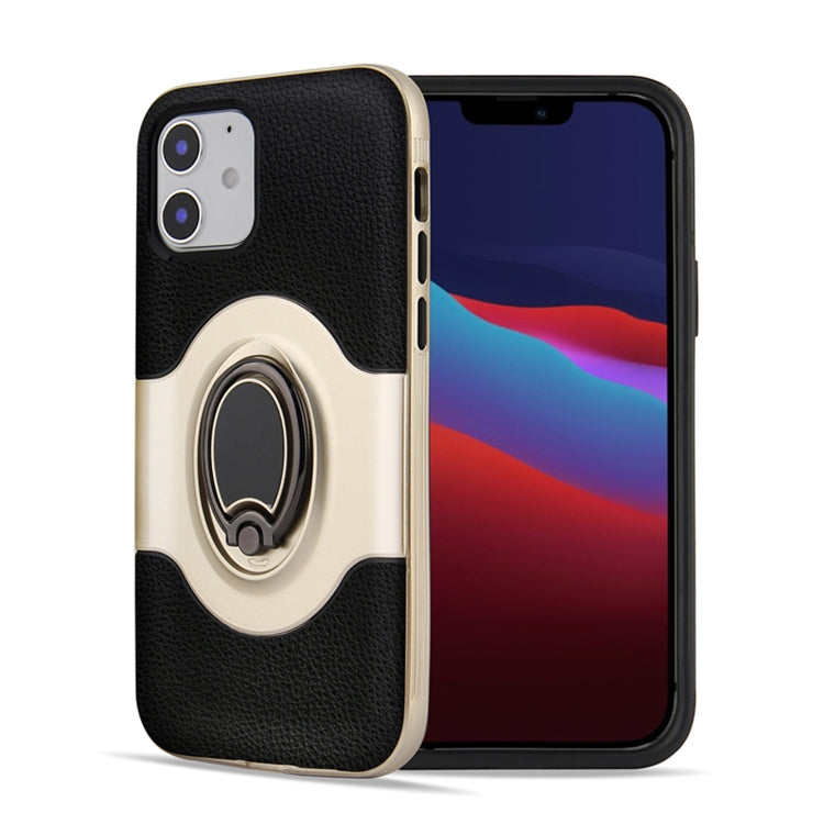 For iPhone 12 Pro Max Dual Layer TPU+PC Hybrid Armor Shockproof Case with 360 Degree Rotating Metal Ring Holder