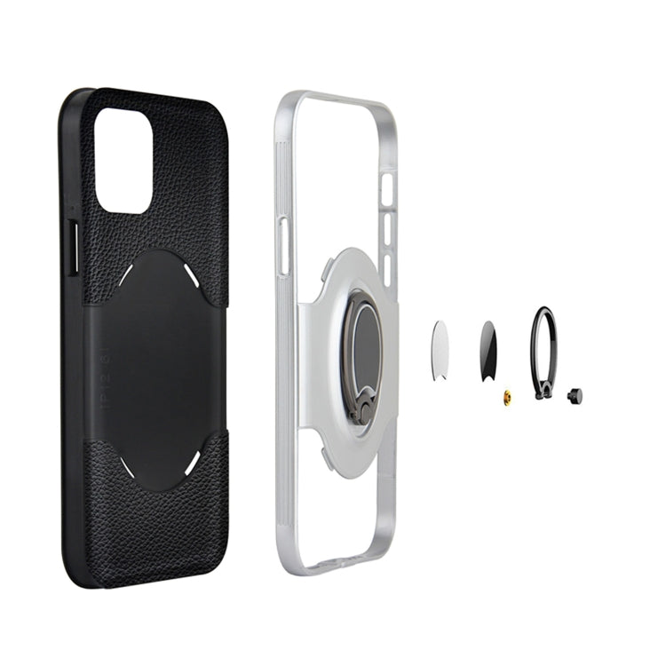 For iPhone 12 Pro Max Dual Layer TPU+PC Hybrid Armor Shockproof Case with 360 Degree Rotating Metal Ring Holder