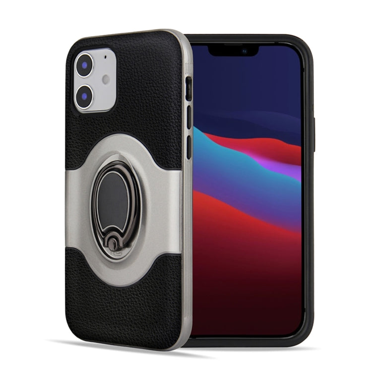 For iPhone 12 Pro Max Dual Layer TPU+PC Hybrid Armor Shockproof Case with 360 Degree Rotating Metal Ring Holder