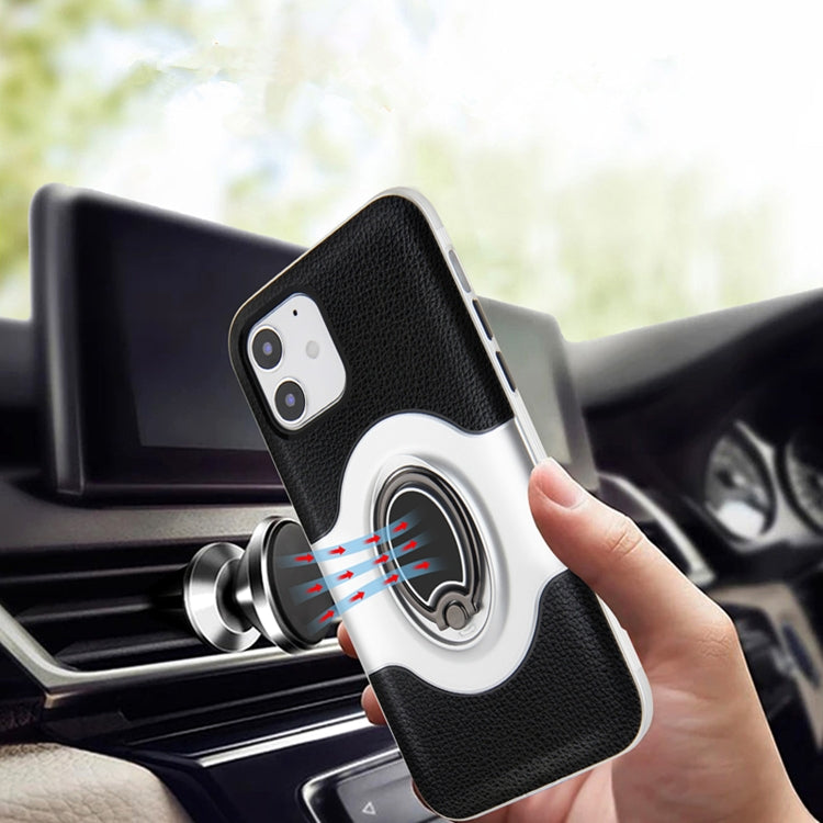For iPhone 12 Pro Max Dual Layer TPU+PC Hybrid Armor Shockproof Case with 360 Degree Rotating Metal Ring Holder