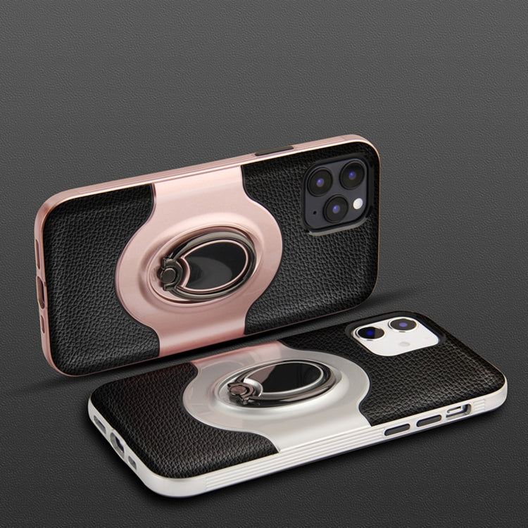 For iPhone 12 Pro Max Dual Layer TPU+PC Hybrid Armor Shockproof Case with 360 Degree Rotating Metal Ring Holder