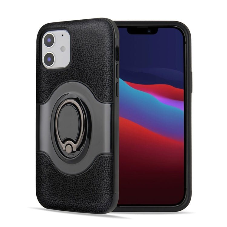 For iPhone 12 Pro Max Dual Layer TPU+PC Hybrid Armor Shockproof Case with 360 Degree Rotating Metal Ring Holder