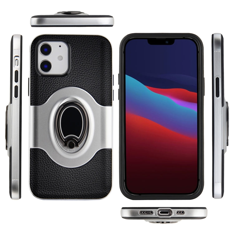 For iPhone 12 Pro Max Dual Layer TPU+PC Hybrid Armor Shockproof Case with 360 Degree Rotating Metal Ring Holder