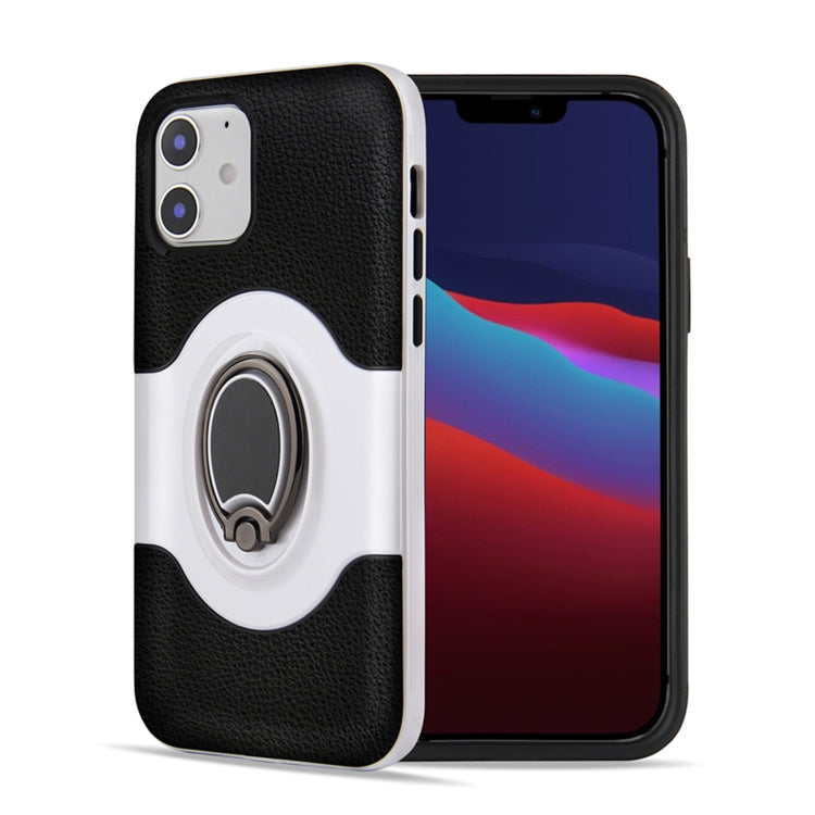 For iPhone 12 Pro Max Dual Layer TPU+PC Hybrid Armor Shockproof Case with 360 Degree Rotating Metal Ring Holder