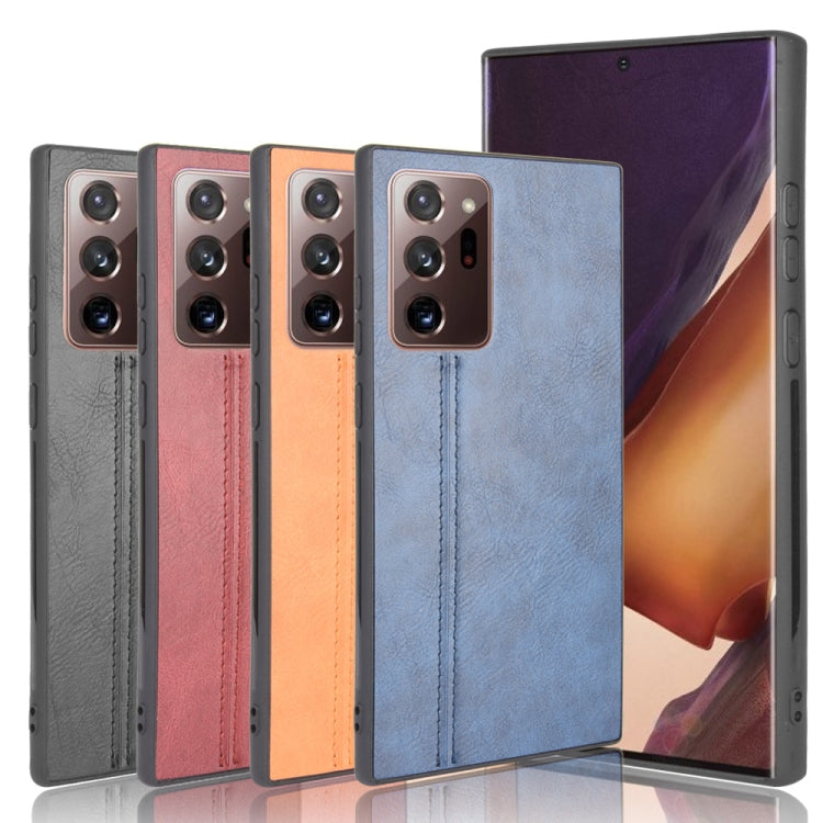 For Samsung Galaxy Note20 Ultra Shockproof Sewing Cow Pattern Skin PC + PU + TPU Case
