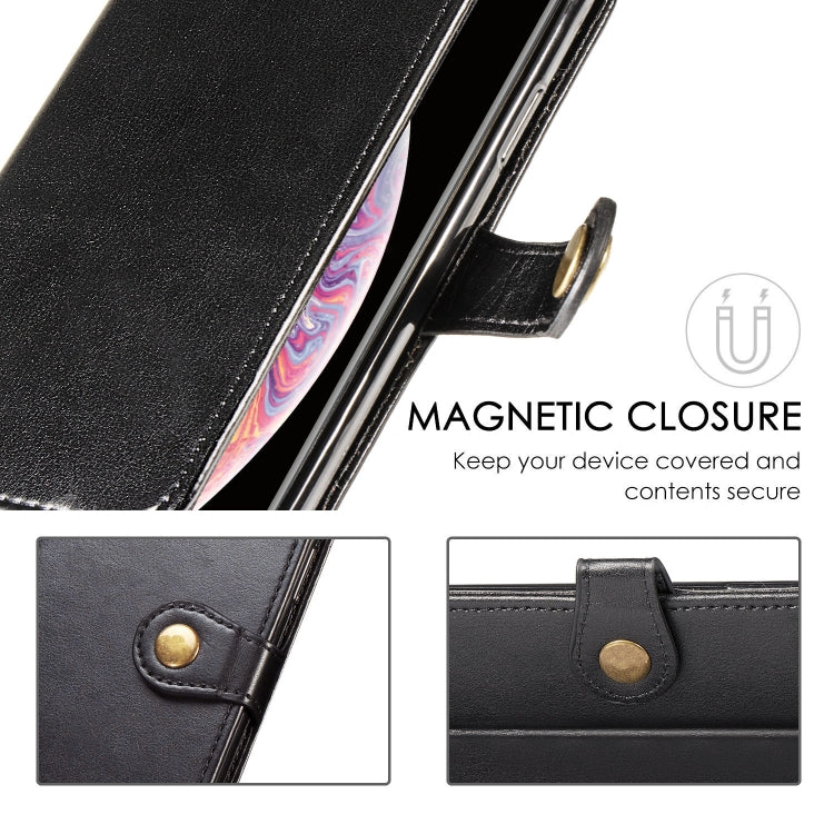 For iPhone 12 Pro Max Retro Solid Color Leather Buckle Phone Case with Lanyard & Photo Frame & Card Slot & Wallet & Stand Function